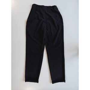 ALLAN WALLER Wool-Lycra Pull On Pant Trousers Womens 4 Black Elastic Waist Italy
